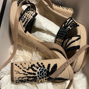 Maliparmi Black and Tan Beaded Heels